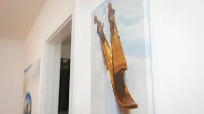 a large brown object hanging on a wall at Apartment miTski Kop in Kopaonik
