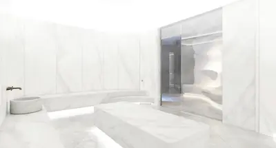 a white bathroom with a tub and a sink at Woodside Lux Duplex in Kopaonik