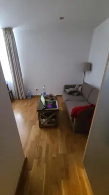 a living room with a couch and a table with a laptop at Kolakovic in Brzeće