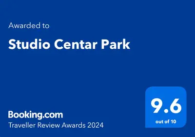a flyer for a student center park with a blue at Studio Centar Park in Soko Banja