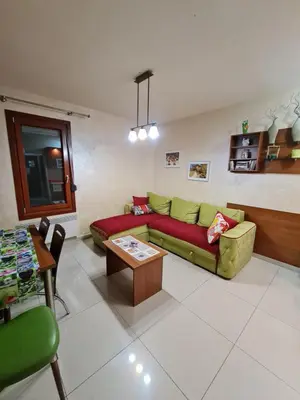 a living room with a couch and a table at Apartman Pikolo VB in Vrnjačka Banja