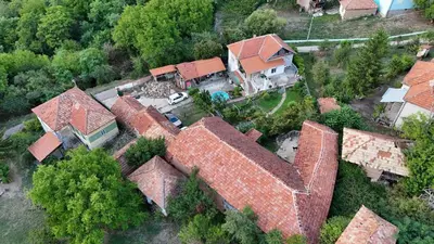 an overhead view of a house with roofs at House Seoska OAZA in Crnoklište