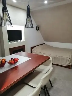 a room with a table and chairs and a bed at Tina Kop Apartments, Kopaonik in Kopaonik