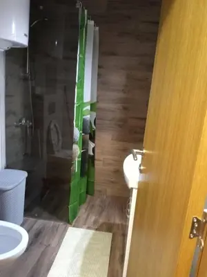 a bathroom with a shower and a toilet and a sink at Apartman Katarina in Soko Banja