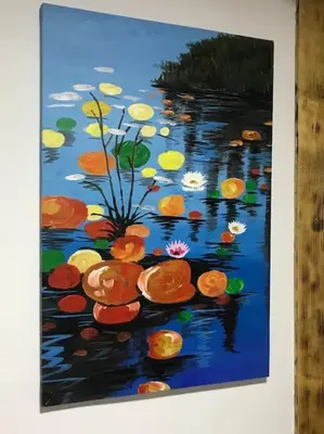 a painting of flowers in the water at APARTMAN Pahuljica in Kruševac