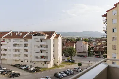 a view from the balcony of a apartment building at Apartman Vukota 2 Pirot in Pirot