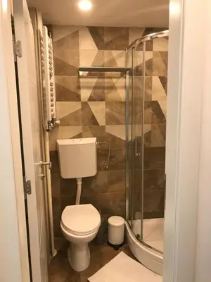 a bathroom with a toilet and a shower at Apartman Relax in Niš