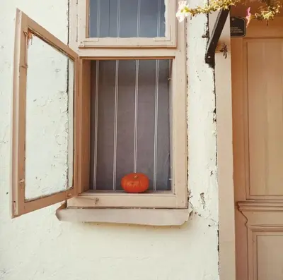 a orange pumpkin sitting on a window sill at Oko Jastrepca in Veliko Krušince