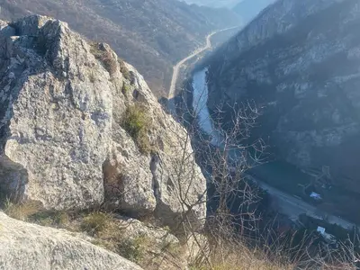a view of a mountain with a river on it at Vila Vanilla in Donji Striževac