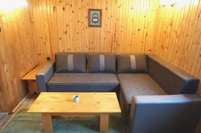a living room with a couch and a coffee table at Montana Apartment in Kopaonik