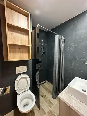 a bathroom with a toilet and a shower and a sink at N Lux 81 - Milmari Resort in Kopaonik