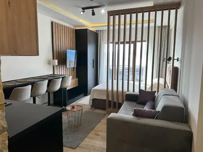 a living room with a couch and a bed at N Lux 81 - Milmari Resort in Kopaonik