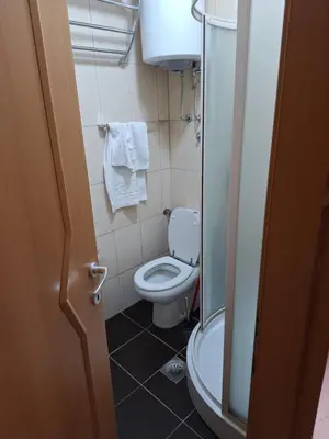 a small bathroom with a toilet and a sink at Kraljevi čardaci Čar 3 in Kopaonik