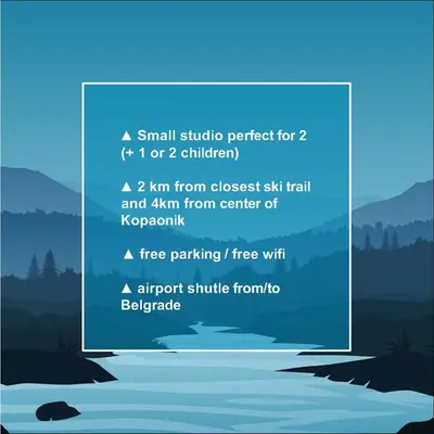 a sign with a picture of a river at Studio Potocic in Kopaonik