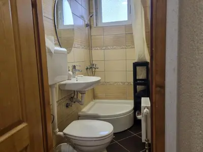 a small bathroom with a toilet and a sink at Studio Potocic in Kopaonik