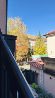 a balcony with a fence and some green plants at Apartman Paradiso in Pirot