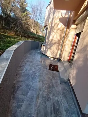 a view of the patio of a house at Apartman Romantic in Vrnjačka Banja
