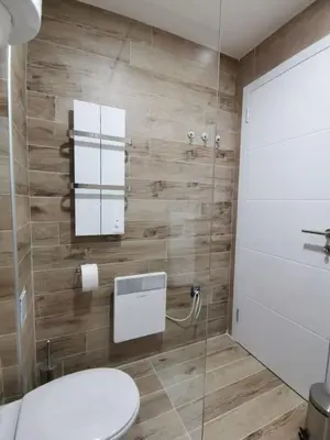 a bathroom with a toilet and a glass shower at Talija Milmari Nlux in Kopaonik