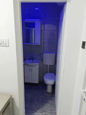 a small bathroom with a toilet and a sink at Apartman Aleksić u centru grada in Knjazevac.