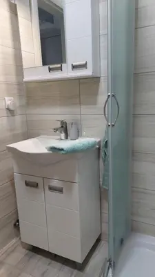 a bathroom with a sink and a shower at Bili 2 in Paraćin