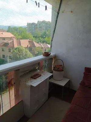 a room with a window with a view of a city at Panorama in Vrnjačka Banja