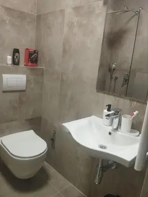 a bathroom with a white sink and a toilet at Panorama in Vrnjačka Banja