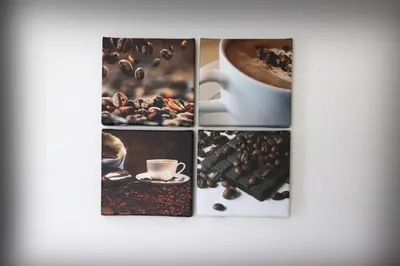 a collage of four different pictures of coffee at Apartman Hris in Vrnjačka Banja