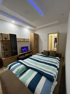 a bedroom with two beds and a flat screen tv at Mance apartments in Paraćin