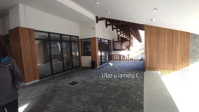 a view of the lobby of a building at Apartman SPEEDY Gondola in Brzeće