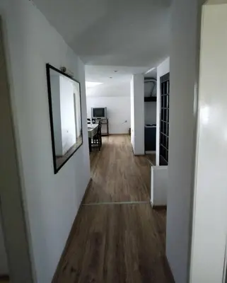a hallway leading to a living room and a dining room at Apartman Borići in Soko Banja