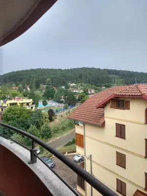 a view from the balcony of a building at Apartman Ninic in Vrnjačka Banja