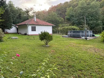 a house with a small tree in a yard at Vitez Koja in Vrnjačka Banja