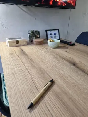 a wooden table with a baseball bat and a bowl at ANIMA Bela reka C121, Brzeće in Brzeće