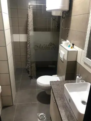 a bathroom with a white toilet and a sink at Apartman na Kopaoniku in Kopaonik
